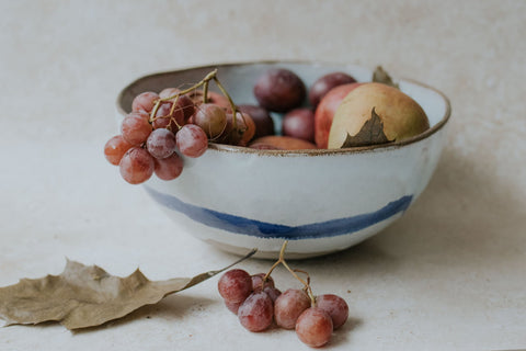 Icy blue fruit bowl