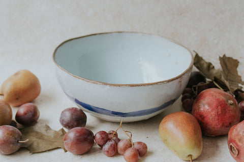 Icy blue fruit bowl