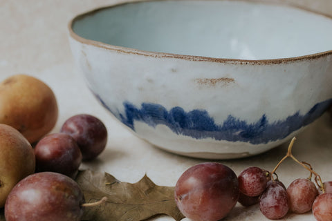 Icy blue fruit bowl