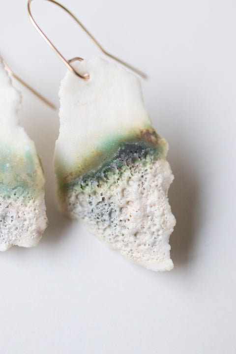 Arctic Nr.1 - handmade porcelain earrings with gold-filled hooks