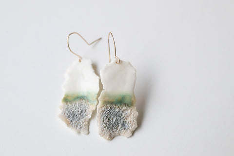 Arctic Nr.2 - handmade porcelain earrings with gold-filled hooks