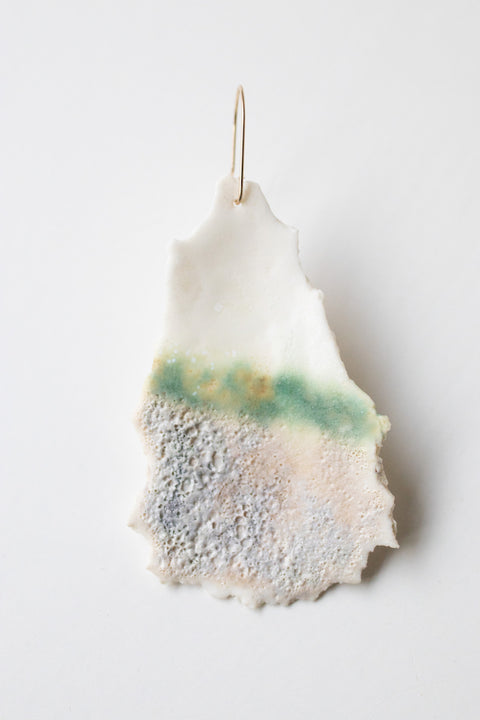 Arctic - porcelain statement earring on gold filled wire (one earring)