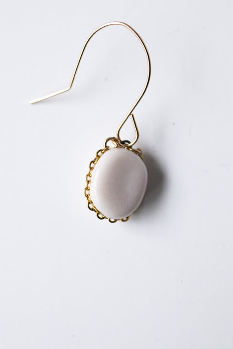 Dangle wire erbium porcelain statement earring on gold filled wire (one earring)