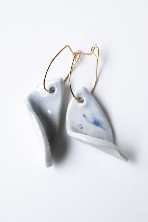 Folded - marbled dangle earrings on gold filled wire