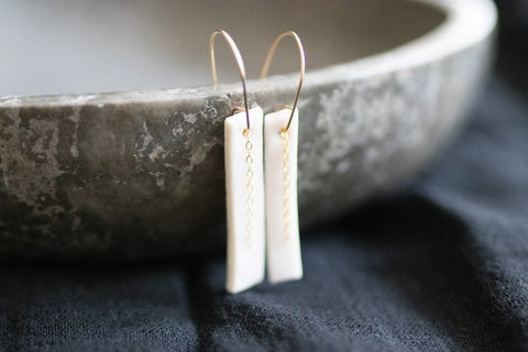 Small erbium porcelain earrings with gold filled wire