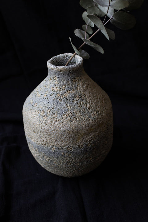 Moon's tilted orbit - Lava glaze vase