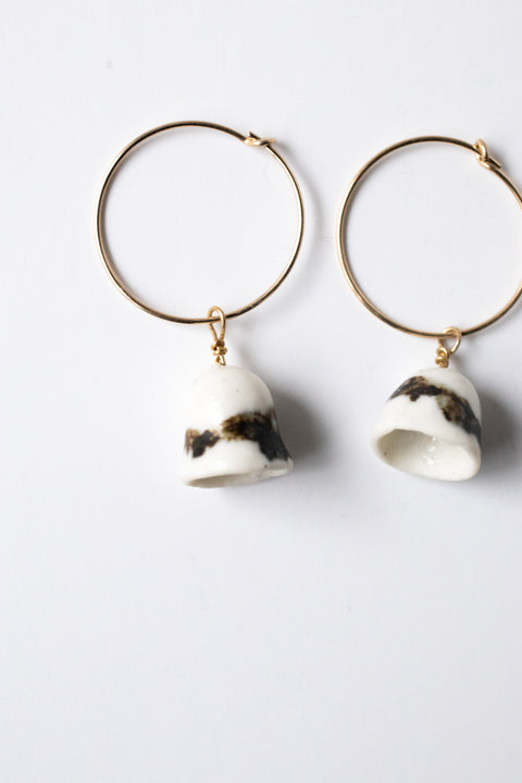 Orbit - Porcelain dangle earring with gold filled wire