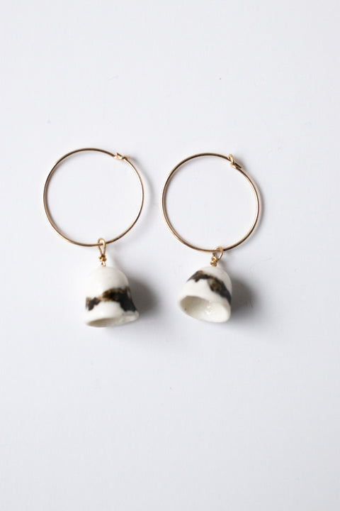 Orbit - Porcelain dangle earring with gold filled wire