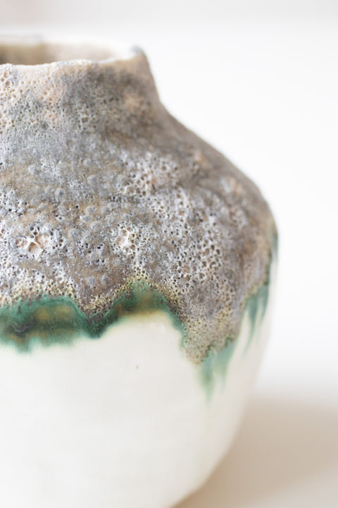 Porcelain vase with lava glazes