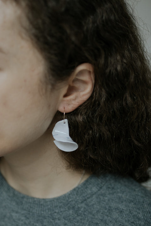 Spiral - Pink Erbium glazed dangle earrings on gold filled wire