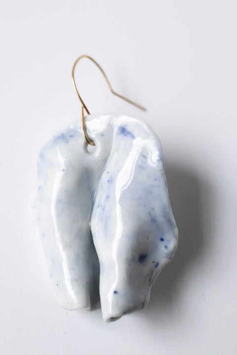 Blue and white porcelain statement earring