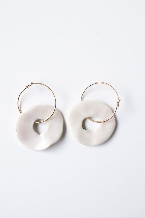 Titan Erbium - Porcelain dangle earring with gold filled wire